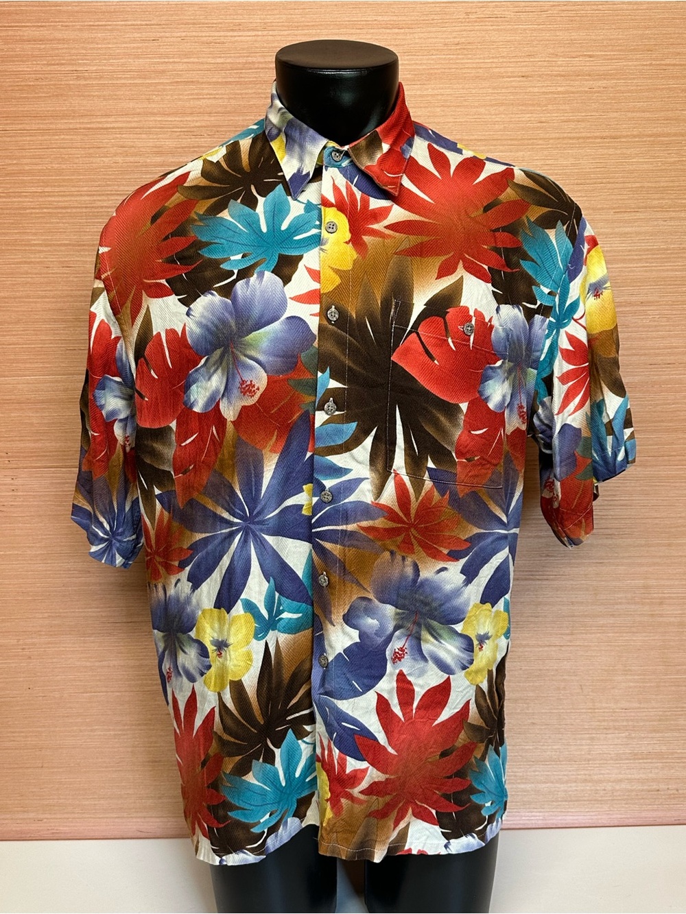Campia Moda Button Up Short Sleeve Tropical Theme Hawaiian Shirt Men's Sz Large